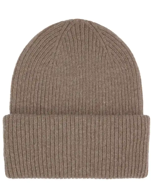 Merino Wool Chunky Beanie Hat - Warm Taupe