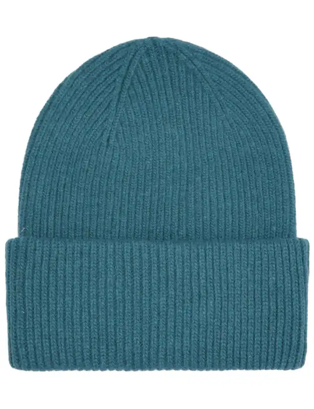 Merino Wool Chunky Beanie Hat - Ocean Green