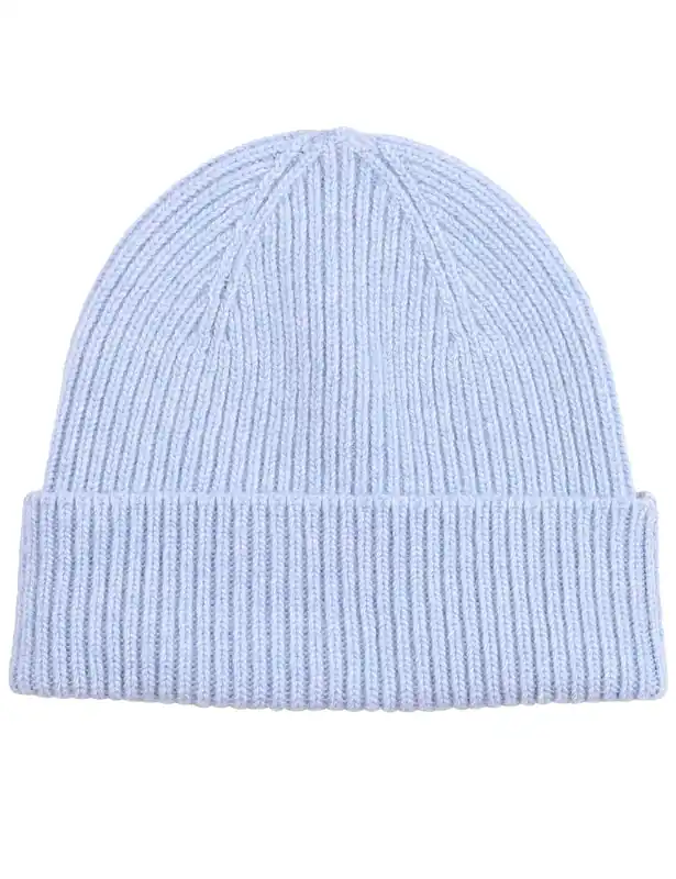 Merino Wool Beanie Hat - Polar Blue