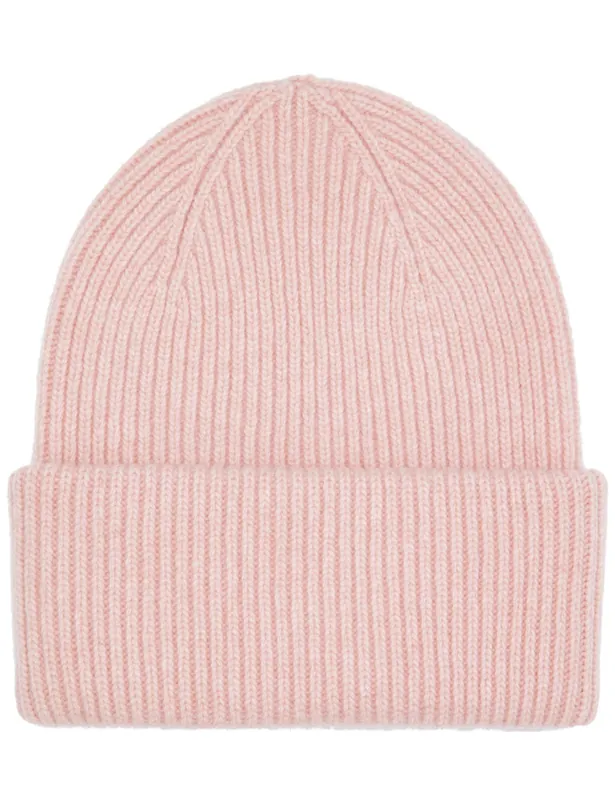 Merino Wool Chunky Beanie Hat - Faded Pink