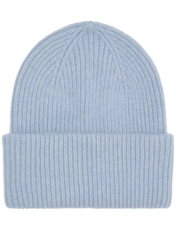 Merino Wool Chunky Beanie Hat - Stone Blue