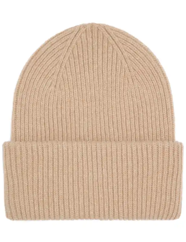 Merino Wool Chunky Beanie Hat - Honey Beige