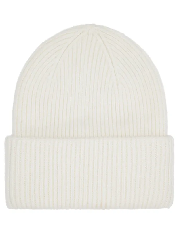 Merino Wool Chunky Beanie Hat - Optical White
