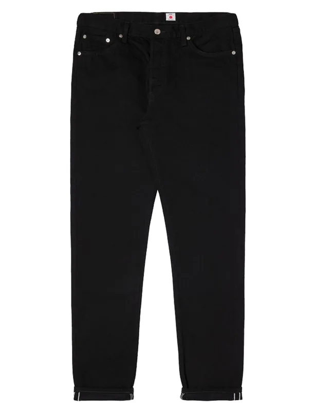 Slim Tapered Kaihara Purple x White Jeans - Black, Rinsed