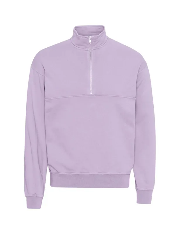 Organic Quarter Zip Sweat - Soft Lavender