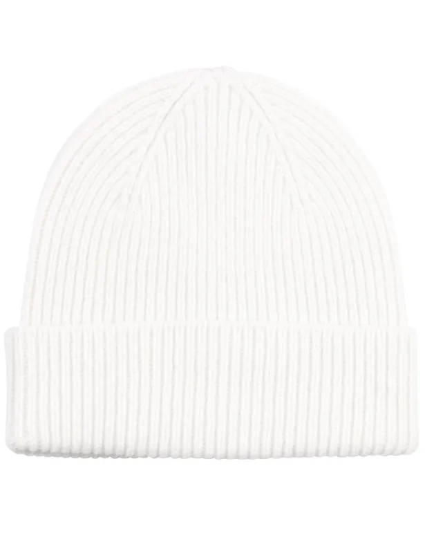 Merino Wool Beanie Hat - Optical White