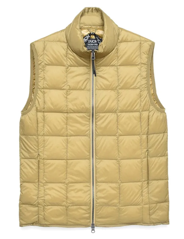 High Neck Zip Vest - Beige