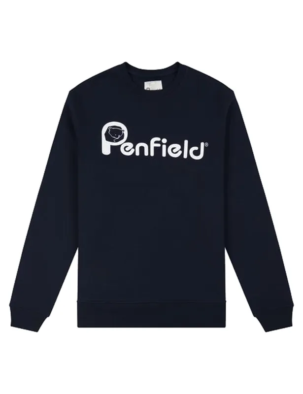 Bear Print Crew Sweat - Navy