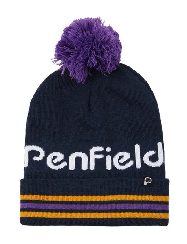 Intarsia Pom Beanie Hat - Navy Blazer