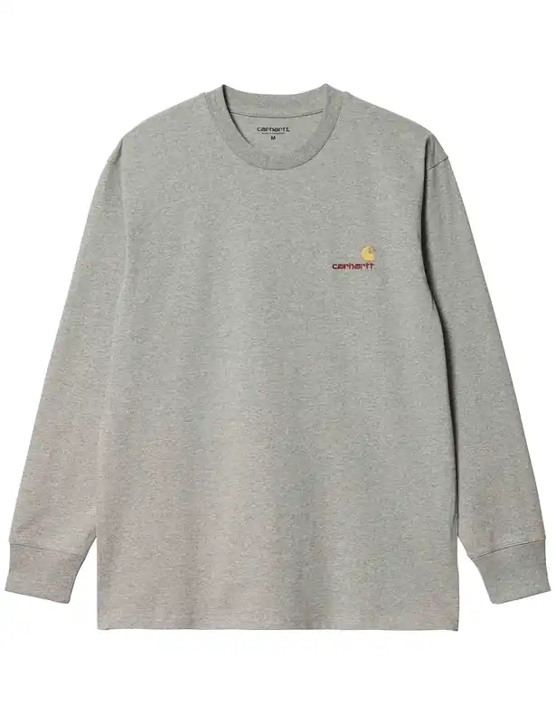 American Script Long Sleeve T-Shirt - Grey Heather