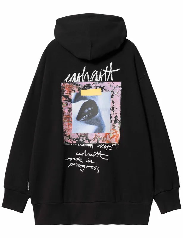 Women's Lips Hooded Sweatshirt - Black