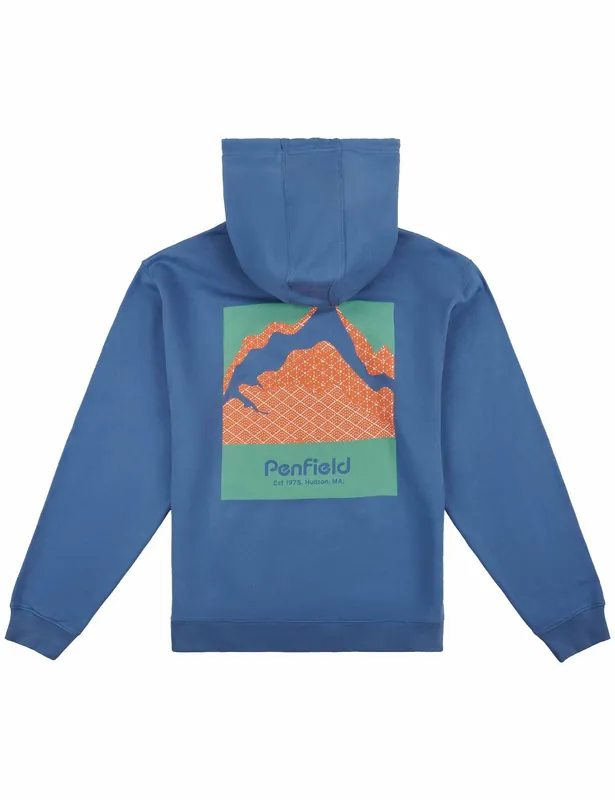 Mountain Back Print Hooded Sweat - Blue Horizon