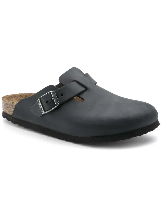 Women's Boston Leather Mules LEOI - Black (Regular Fit)