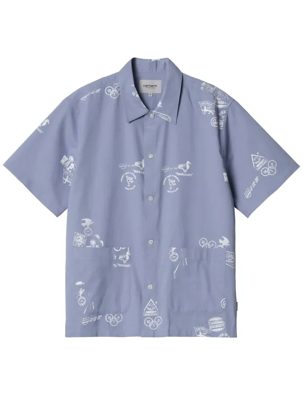 Stamp Short Sleeve Shirt - Stamp Print/Charm Blue