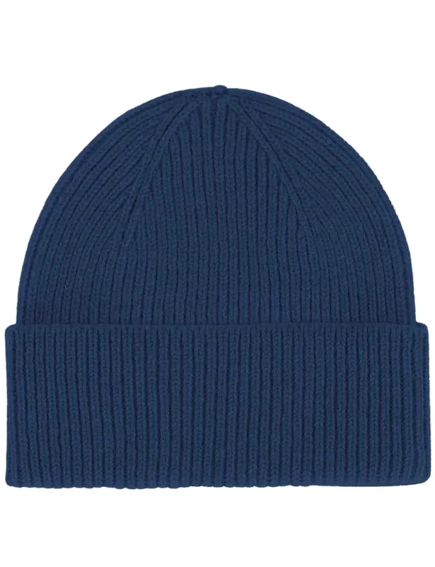 Merino Wool Beanie Hat - Marine Blue