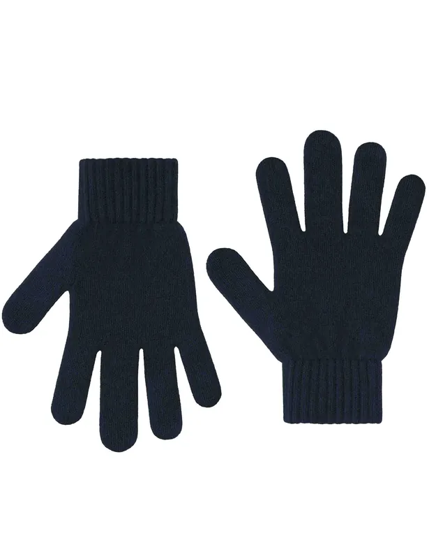 Merino Wool Gloves - Navy Blue
