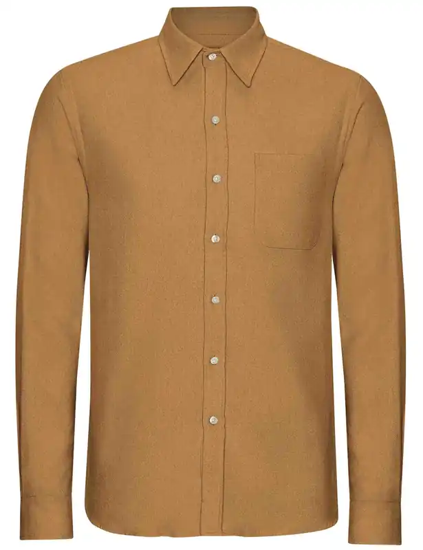 Organic Flannel Shirt - Sahara Camel