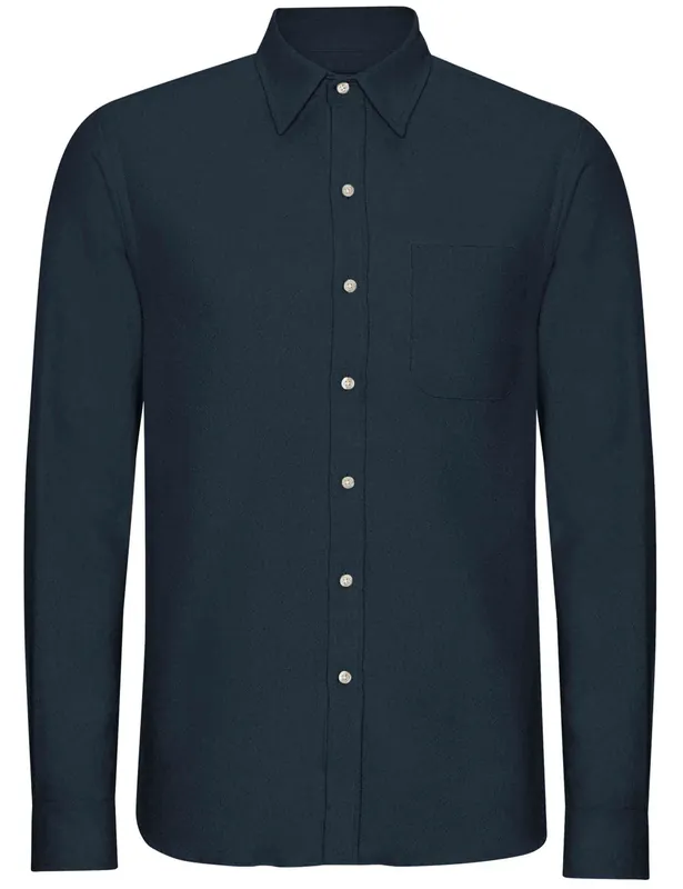 Organic Flannel Shirt - Navy Blue