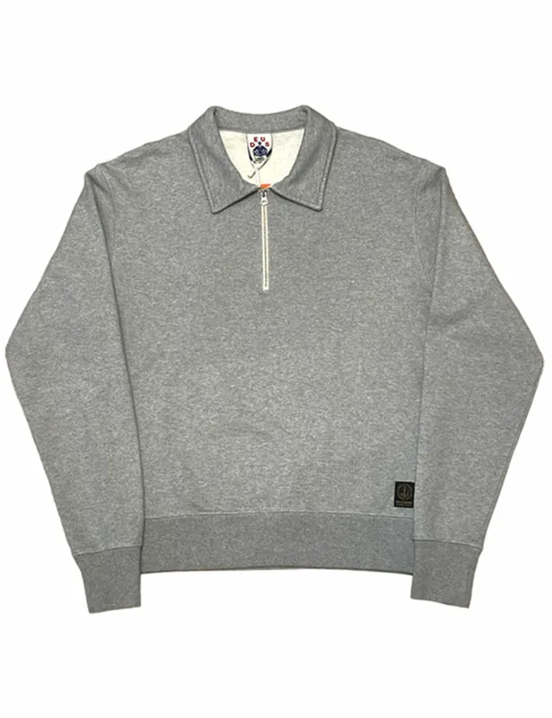 Naval Zip Neck Sweat - Grey Heather
