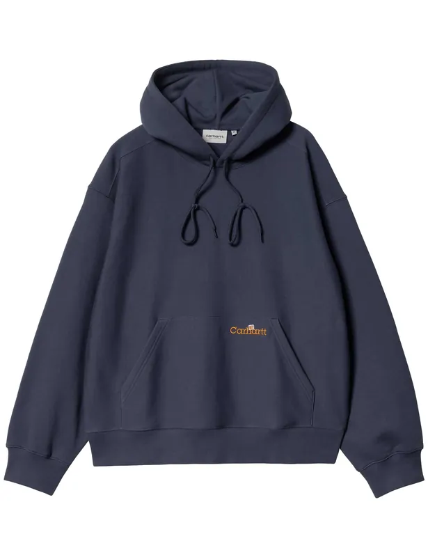 Label Script Hooded Sweatshirt - Blue