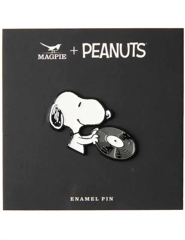 Snoopy Enamel Pin Badge - Music is Life, Records