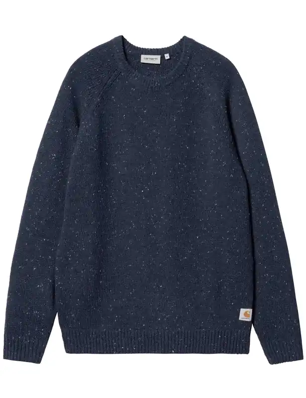 Anglistic Knit Crew Sweater - Speckled Air Force Blue