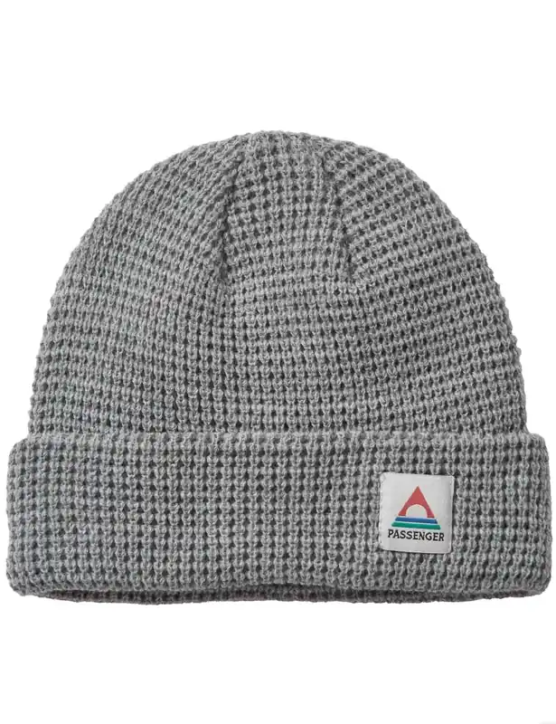 Moss Double Layer Waffle Beanie Hat - Grey Marl