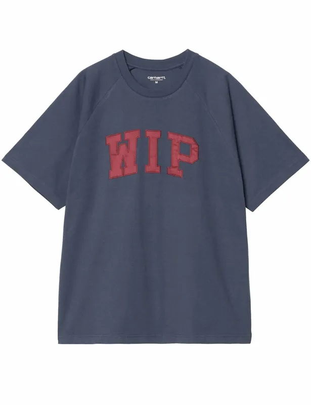 WIP T-Shirt - Dusky Blue/Mulberry