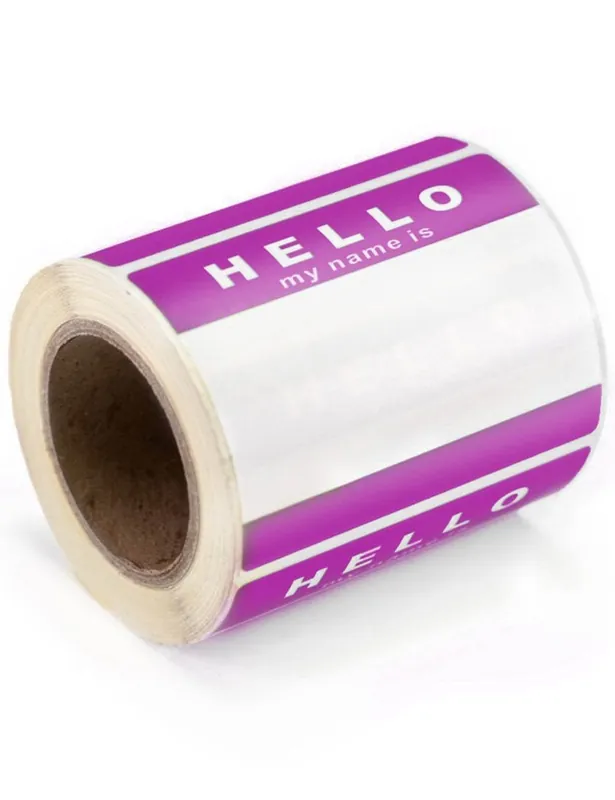 Hello My Name Is Sticker Roll (250) - Purple