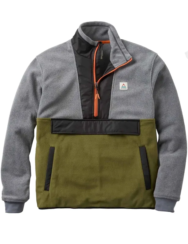Woodland Hoodless Polar Fleece - Grey Marl/Khaki