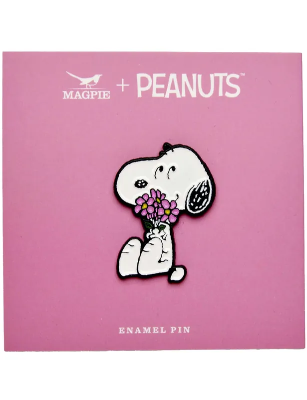 Snoopy Enamel Pin Badge - Give Hugs, Flowers