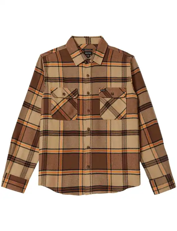 Bowery Flannel Shirt - Sand/Pinecone/Solar Orange