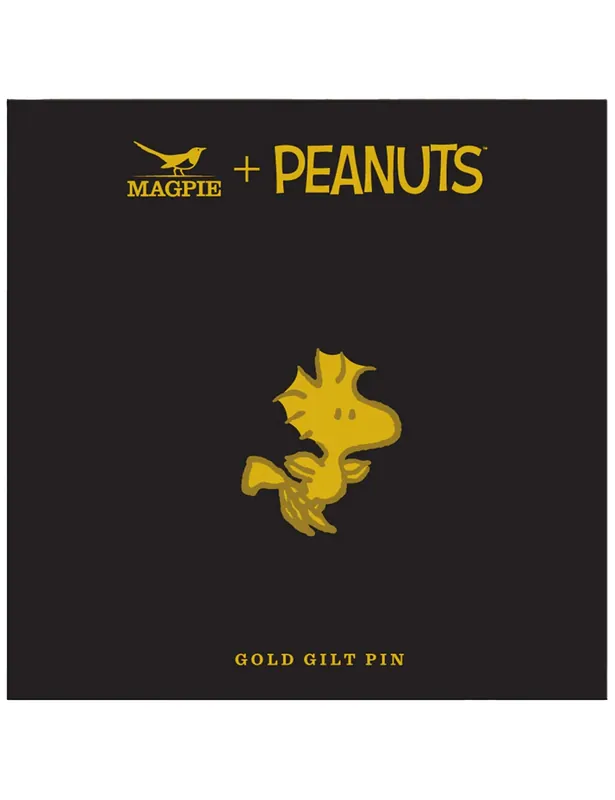 Snoopy Enamel Pin Badge - Gold, Woodstock In Flight
