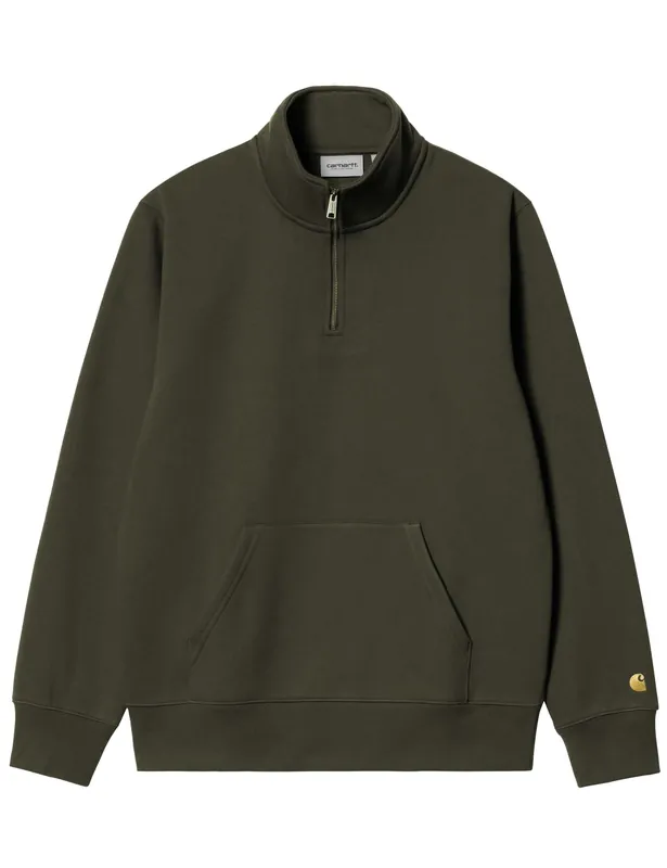 Chase Zip Neck Sweatshirt - Olive/Gold