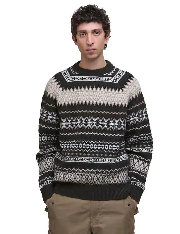 Hase Fairisle Knit Sweater - Olive Ink