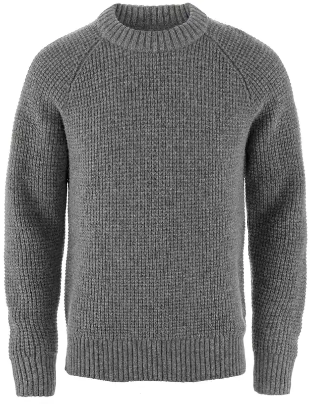Ovik Waffle Knit Crew Sweater - Grey