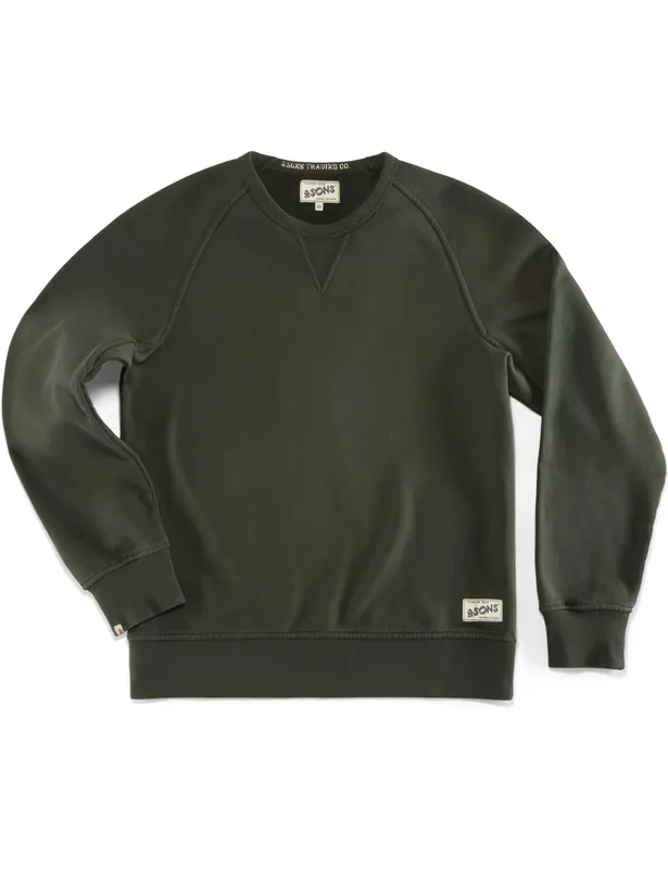 Finch Saddle Sleeve Crew Sweat - Forest Green