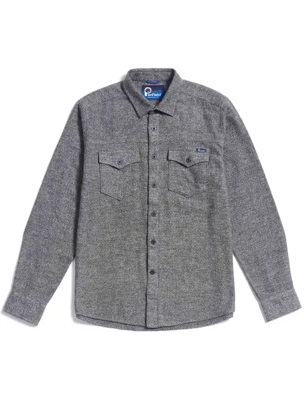 Brushed Textured Overshirt - Mid Grey Heather