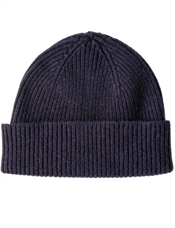 Clyde Lambswool Wool Beanie Hat - Navy Blue