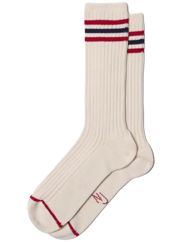 Tennis Retro Socks - Off White/Red