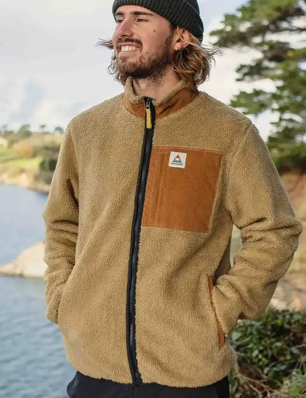 Trekker Deep-Pile Sherpa Fleece Jacket - Biscuit