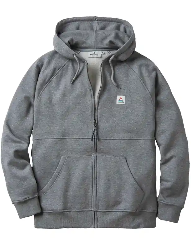 Heritage Recycled Cotton Full Zip Hooded Sweat - Dark Grey Marl