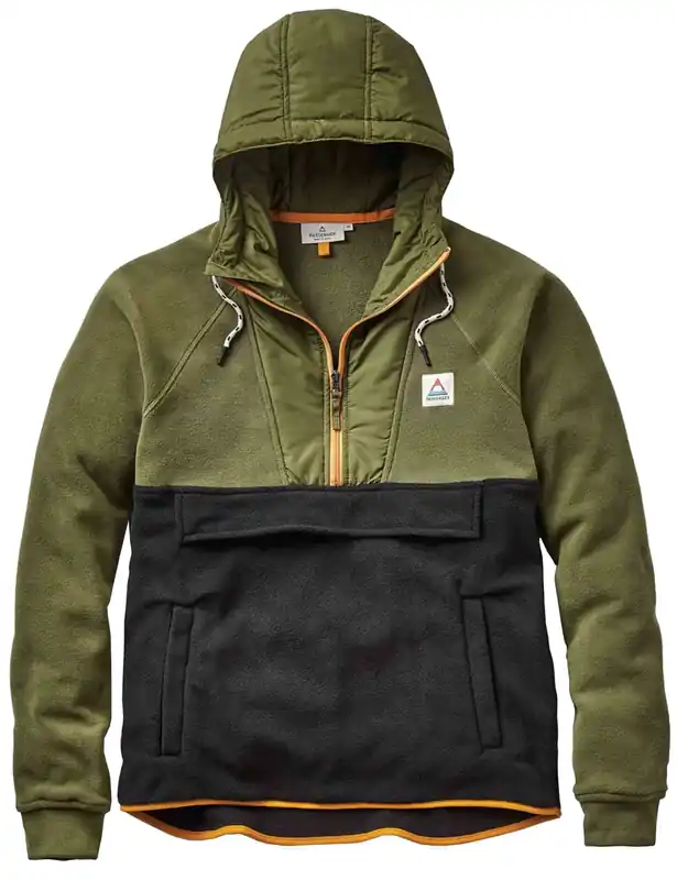 Woodland 1/2 Zip Hooded Polar Fleece - True Black/Khaki