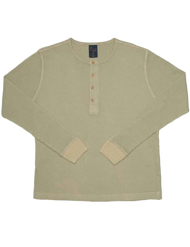 Henley Waffle Long Sleeve Top - Desert