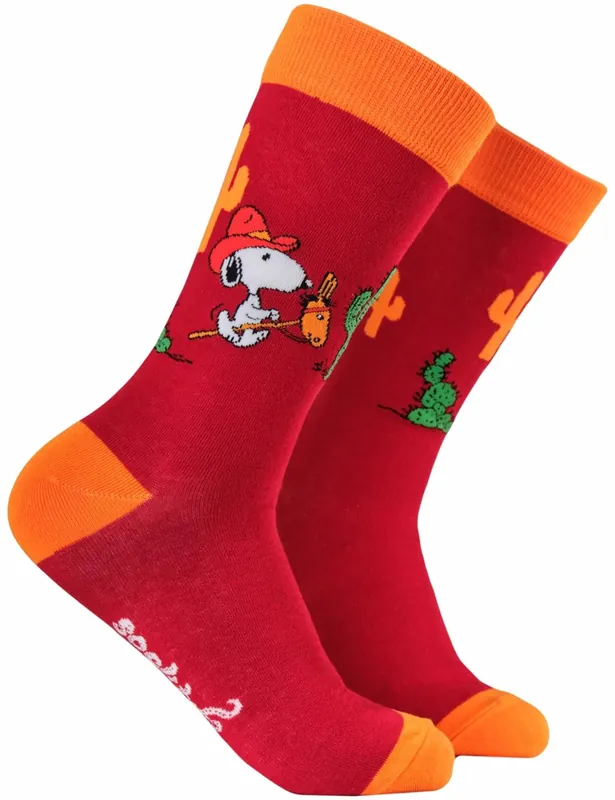 Snoopy Socks - Howdy Cowboy Red