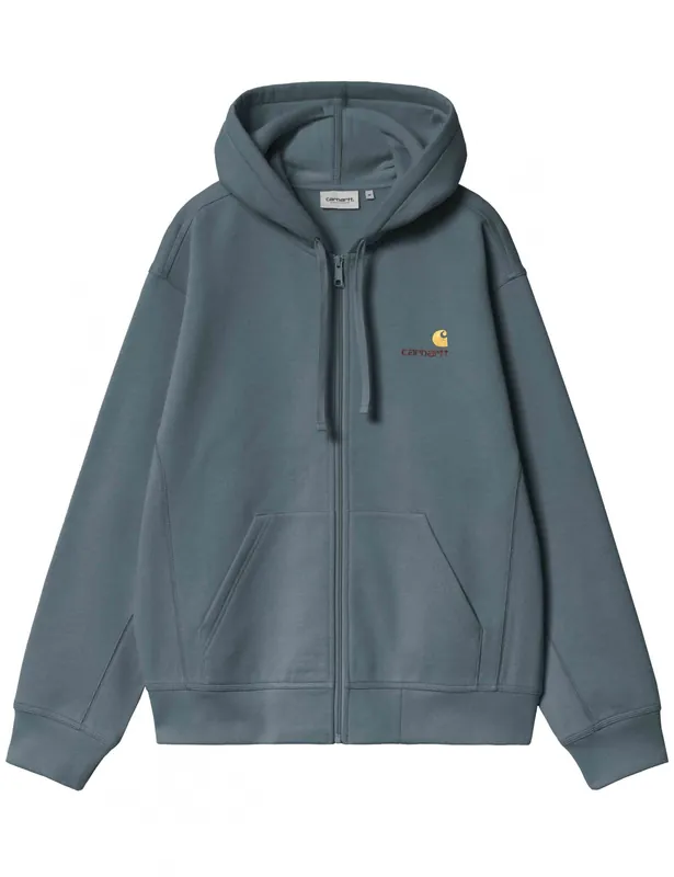 American Script Hooded Jacket - Cozy Blue/Gold