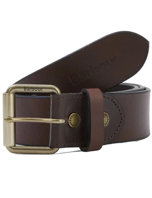 Contrast Leather Belt - Olive Brown/Brown