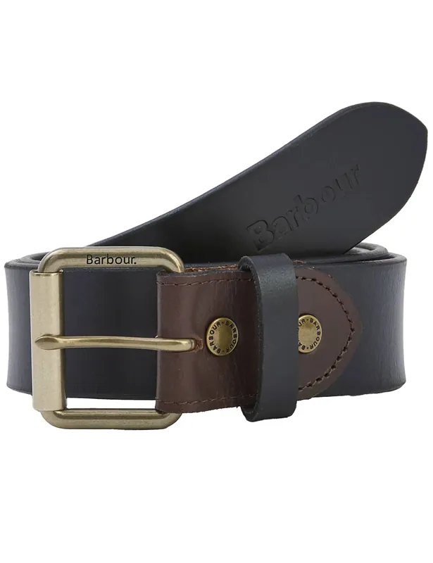 Contrast Leather Belt - Black/Brown
