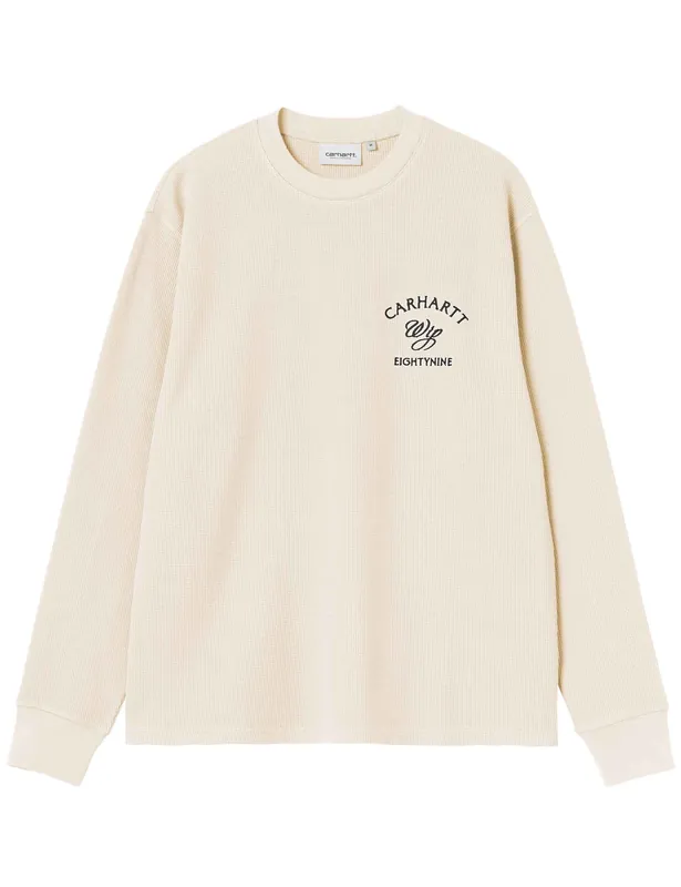 Eightynine Long Sleeve Waffle T-Shirt - Natural/Black