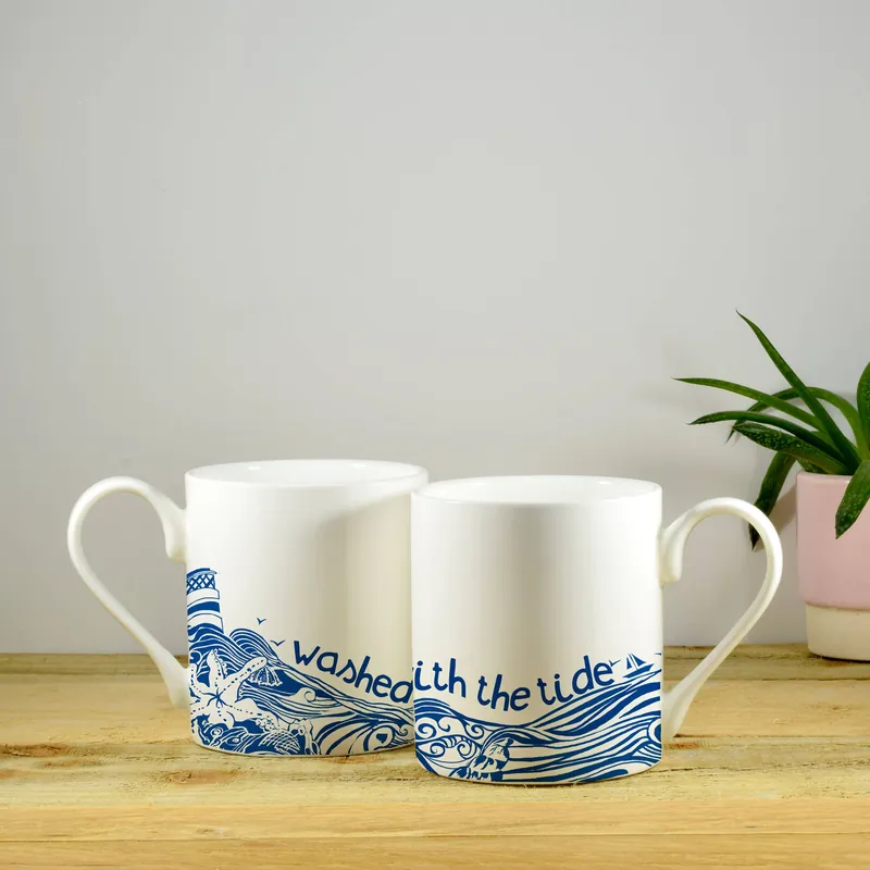 Washed up with the Tide Hand Decorated Bone China Mug - Port and Lemon